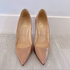 Christian Louboutin So Kate Nude Patent Pump Size 36